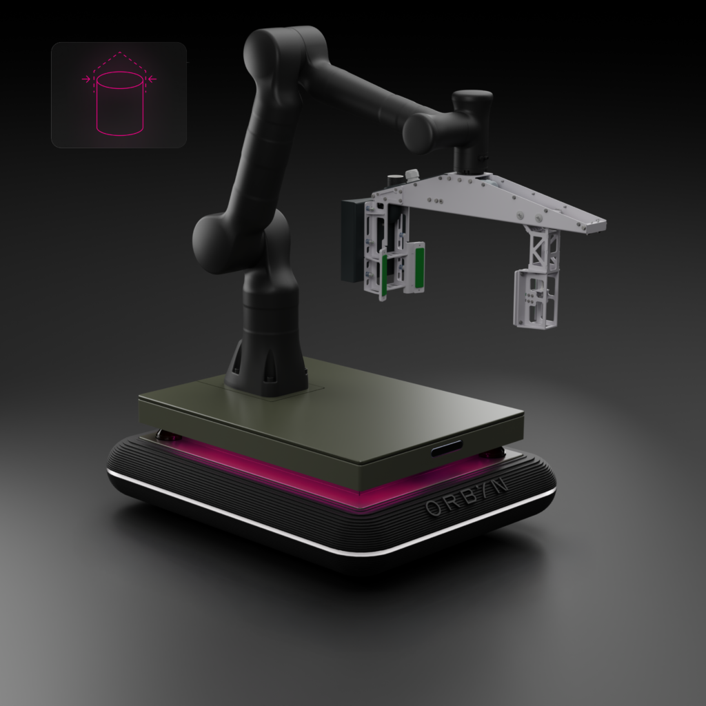 Cylinder Gripper. Close-up of the ORBYN robotic arm demonstrating precision and customized automation solutions for specialized industrial automation.