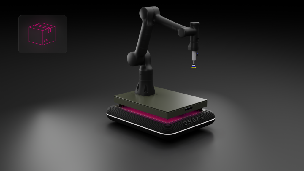 Suction Gripper. Close-up of the ORBYN robotic arm demonstrating precision and customized automation solutions for specialized industrial automation.