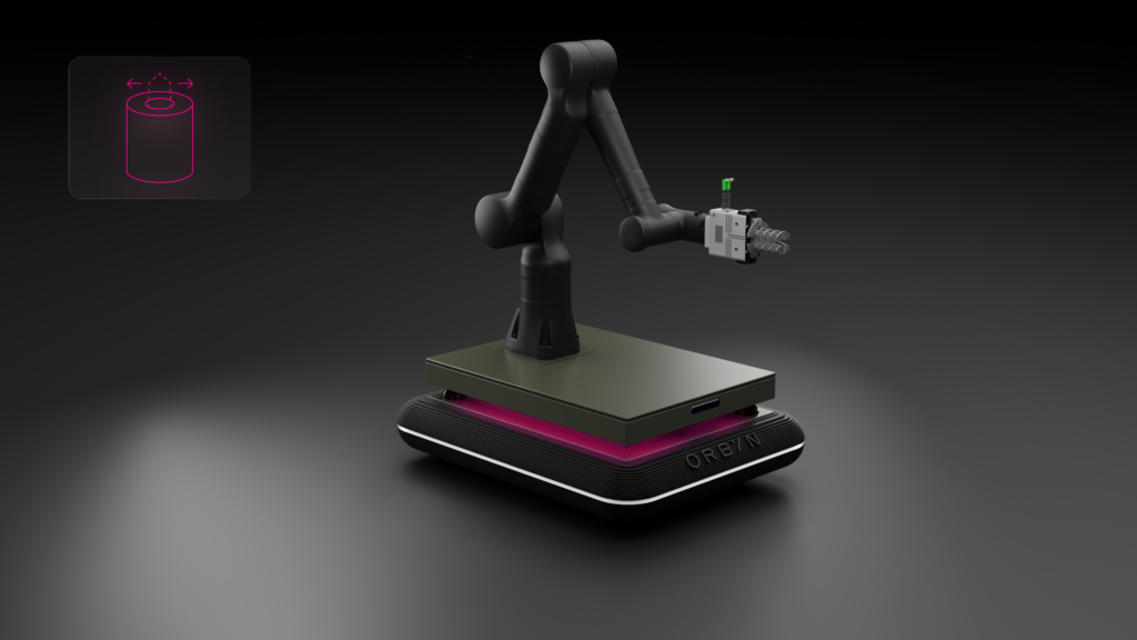 Cylinder Gripper. Close-up of the ORBYN robotic arm demonstrating precision and customized automation solutions for specialized industrial automation.